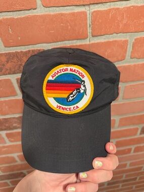 Aviator Nation Black Cap with Rainbow Patch